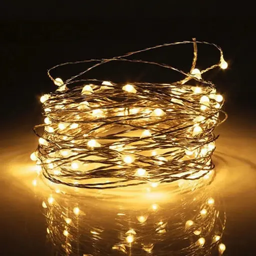 Гірлянда Роса Нитка 30 LED на батарейках 3 м Тепло білий - фото 1