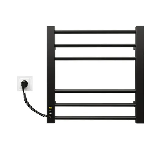 Електрична рушникосушарка Kosser Степ 500x500 EL ДСТ01EL, Чорний матовий, Ліве - фото 2