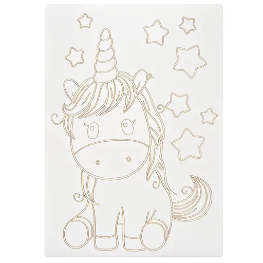 Картина-трафарет для раскрашивания песком "Единорог со звездочками" Sand Box T-a4056 А4