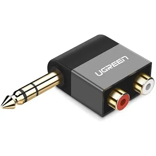 Адаптер Ugreen AV147 6.35 мм Male to 2RCA Female Adapter чорний (40846)