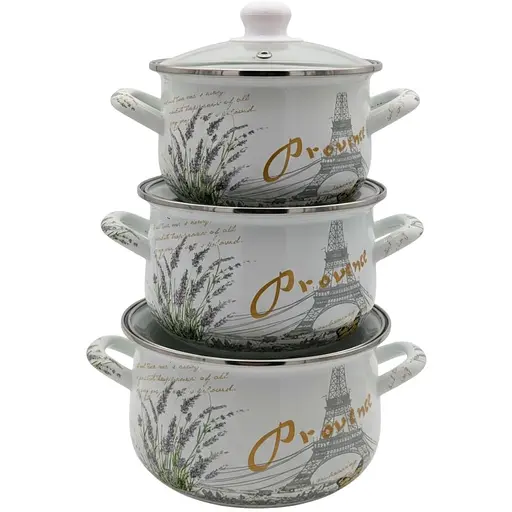 Набор кастрюль Verona эмалированные с крышками 1.6 л, 2.3 л, 3 л (VR-0001-03)