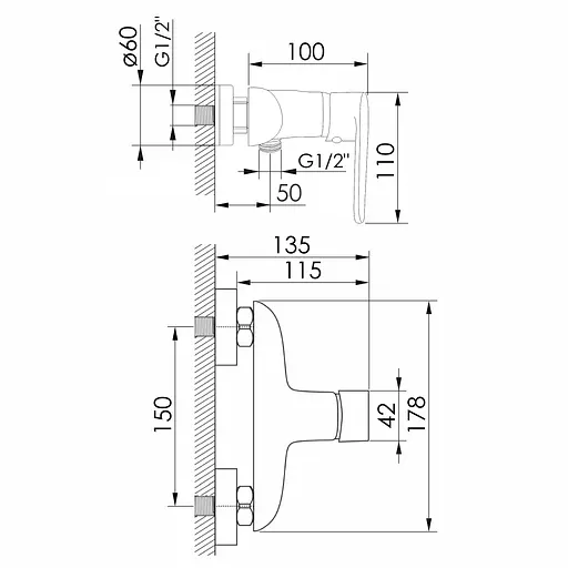 Смеситель для душа cromo Volle Trajan 1545.100101 Хром - фото 2
