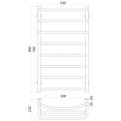 Полотенцесушитель UNIO LКD W 900-500-8 Лестница Каскад Дуга (20869) - фото 4