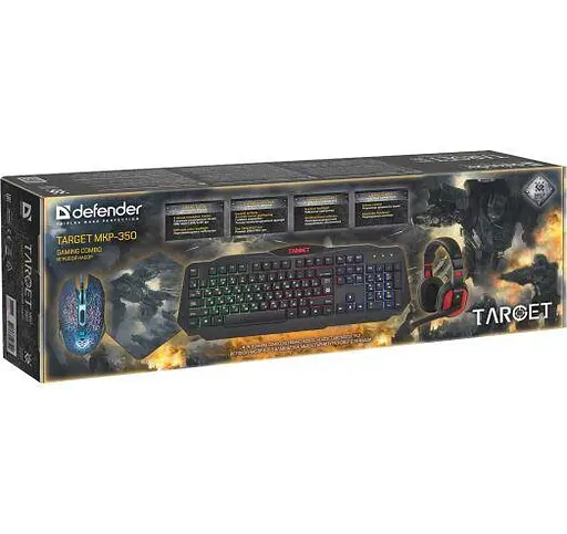 Клавіатура Defender Target MKP-350 + миша + килимок + навушники Black - фото 8