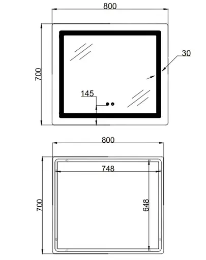 Дзеркало Lidz Kubis (KU2) 700х800 мм з LED-підсвічуванням Touch LD78LF9047080 - фото 12