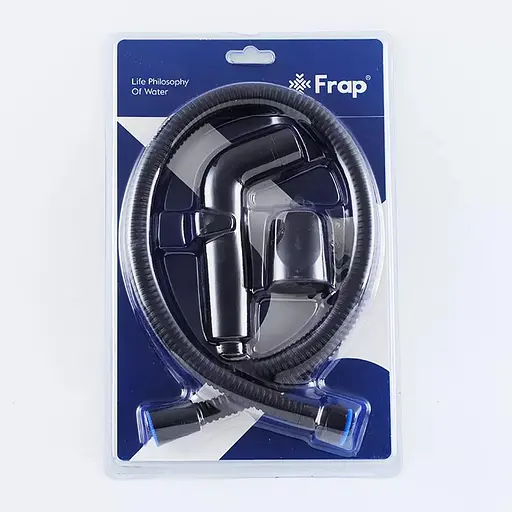 Гигиенический набор (лейка, шланг, кронштейн), черный Frap F021-6, Черный матовый - фото 5