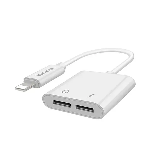 Переходник Hoco LS5 с 1-Lightning-Out выходом - на 2-Lightning-In вход - фото 1