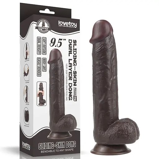 Фаллоимитатор LoveToy Sliding Skin 24 см коричневый - фото 2