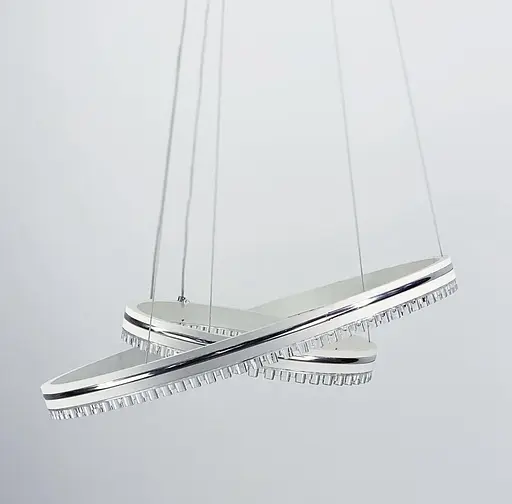 Біла LED люстра на 2 кільця з хромованою смужкою Line.F A 55060/2P WH+CR - фото 1