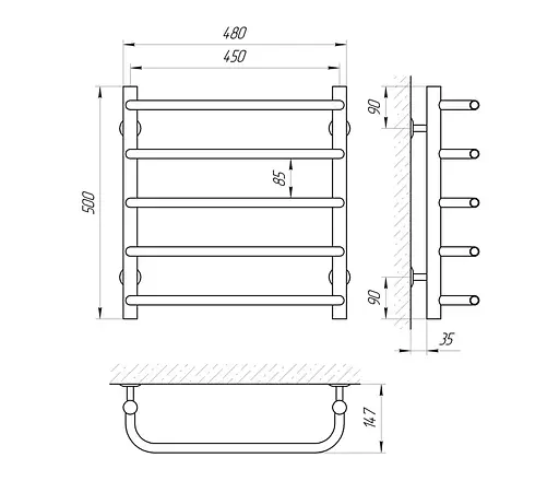 Електрична рушникосушка Laris Стандарт П5 450x500 Е 73207020 - фото 5