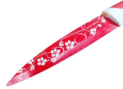 Набор ножей Royalty Line RL-KT05ST из нержавеющей стали с керамическим покрытием с подставкой Красный - фото 6