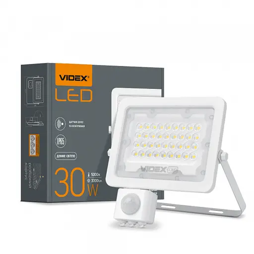 LED прожектор VIDEX F2e 30W 5000K с датчиком движения и освещенности - фото 1