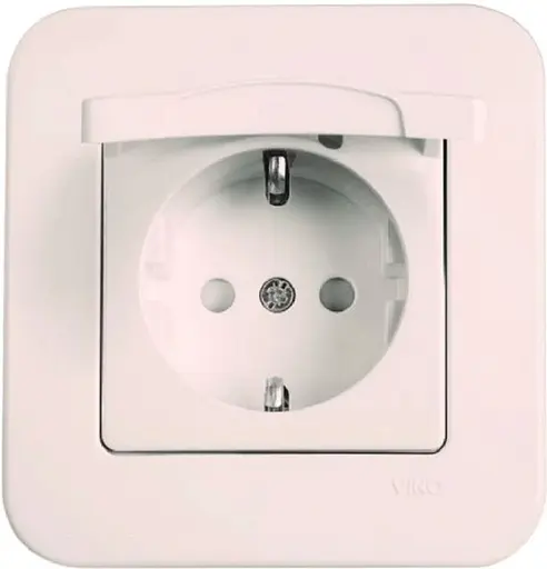 Розетка із заземленням із захисною кришкою зі шторками VIKO Rollina кремовий (90421012)