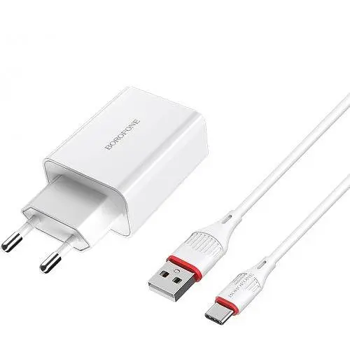 Зарядное устройство для Borofone BA21A Long jorney QC3.0 single USB 3 A with Type-C cable белое - фото 1