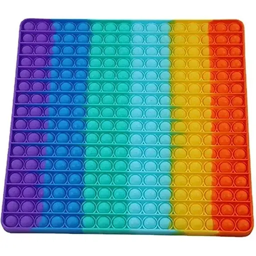 Сенсорна іграшка Pop it антистрес 30 см квадрат 256 пупирок великий XXL райдужний різнокольоровий - фото 1