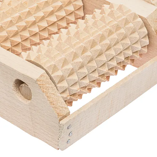 Масажер для ніг дерев'яний зубчастий на 8 роликів для двох ніг 25.5х25.5х5 см, Woodly 84980 - фото 3