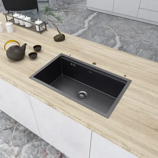 Черная мойка под столешницу 1.5 мм многофункциональная Nett NB-7042 - фото 5