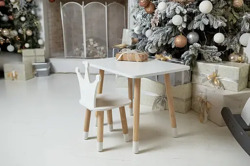 Детский прямоугольный столик (Белый) и стульчик Корона (Белая) - фото 7