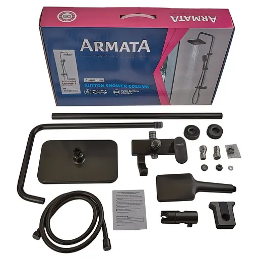 Душева система з алюмінію Armata BCG-009-J Black 3 режими CH6560, Чорний матовий - фото 3