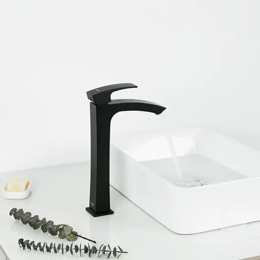 G1007-16 Змішувач для умивальника високий гайка чорний Ø35 Gappo Jacob 1/8, Чорний матовий - фото 2