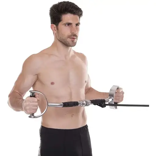 Ручка для верхньої тяги York Fitness 60см з паралельним хватом вигнута з гумовими рукоятками, хром - фото 8