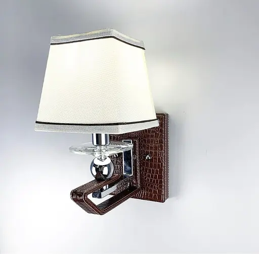 Бра з класичним тканинним абажуром та екошкірою Line F S 1449/1 BR - фото 5