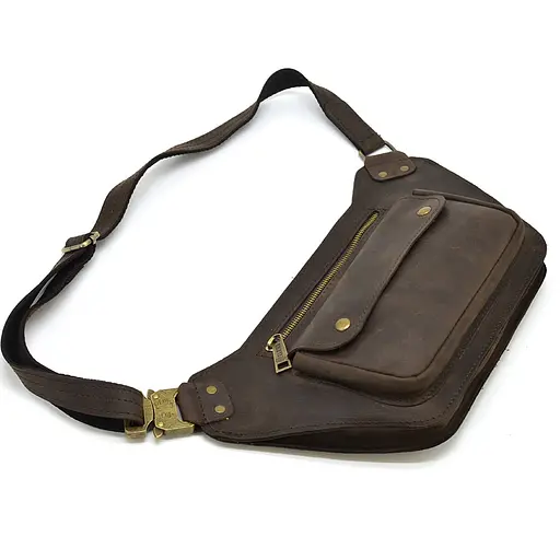 Кожаная мужская сумка на пояс TARWA 14х29х7 см sum0026013 - фото 5