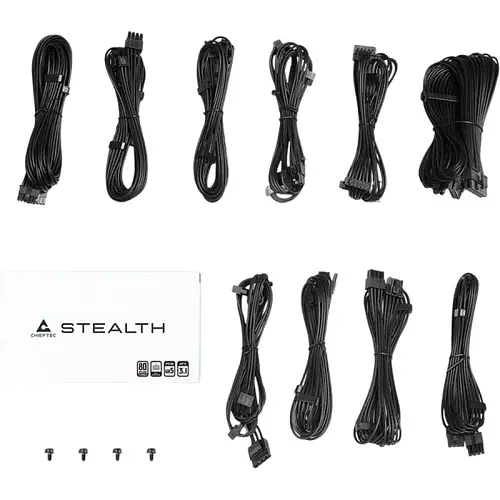 Блок живлення 1000 Вт, Chieftec STEALTH, Black, модульный, 80+ Platinum, 135 мм FDB, 2xMolex/10xSATA/1x16-pin/3x6+2-pin/2x4+4-pin/1x20+4-pin, захист AFC/OPP/OTP/OVP/SCP/SIP/UVP/OCP, ATX 12V 3.1 SPX-1000-FC - фото 2