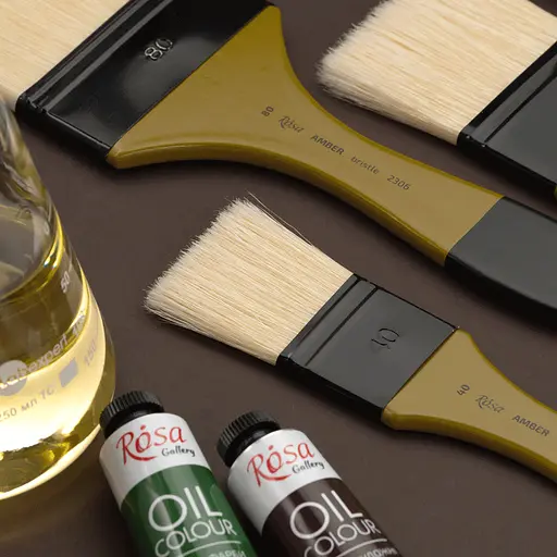 Пензель щетина флейц AMBER 2306 №15 коротка ручка Rosa - фото 8