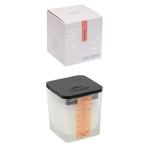 Ароматична свічка "Love home" Bambi AXW2027-2(White Musk) у скляному стакані з кришечкою - фото 1