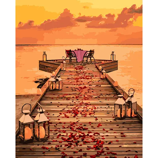 Картина за номерами Strateg ПРЕМІУМ Романтика на пристані з лаком розміром 40х50 см SY6580 4823113825652 - фото 1