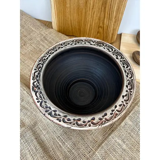 Миска для вареників керамічна (глиняна) різьблена Ангоб 2 л - фото 2