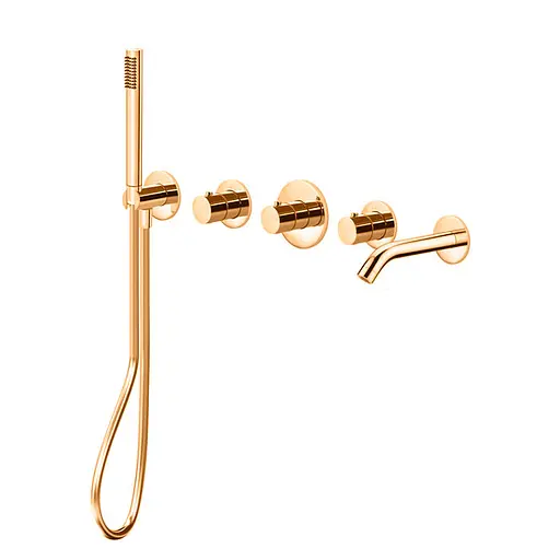 Термостат для душа/ванны Paffoni Modular Box (цвет - Honey gold / Медовое золото), с душевым гарнитуром и изливом MDE001HG - фото 1