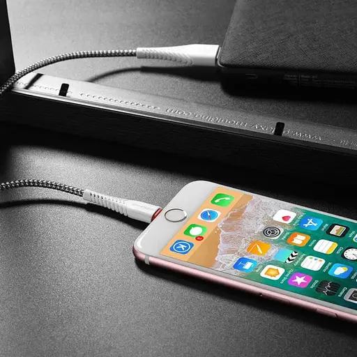 Borofone BX25 - зарядный и дата-кабель для Lightning нейлоновая оплетка белый - фото 1