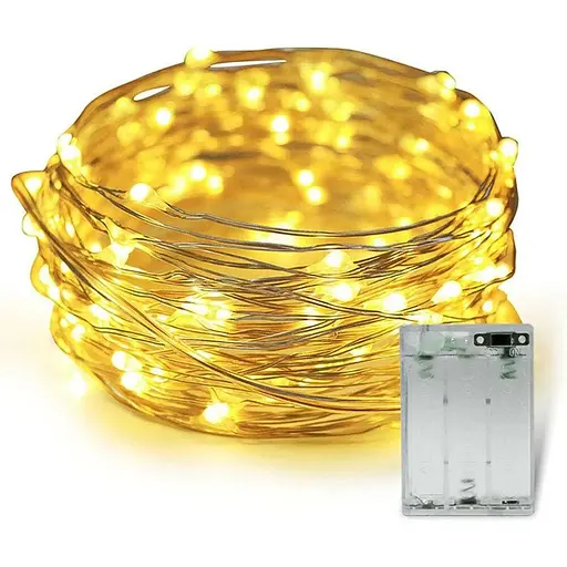 Светодиодная гирлянда Sun Lamp Капля Росы 100 LED, 10м теплый белый свет, батарейки 3 АА