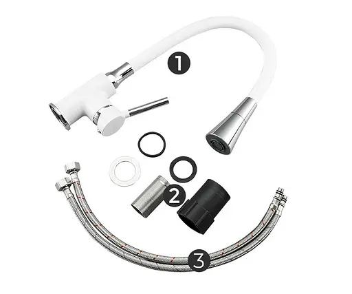 F4044-8 Змішувач для кухні силіконовий гусак лат.корп. гайка Ø35 білий/хром Frap 1/10 Білий - фото 4