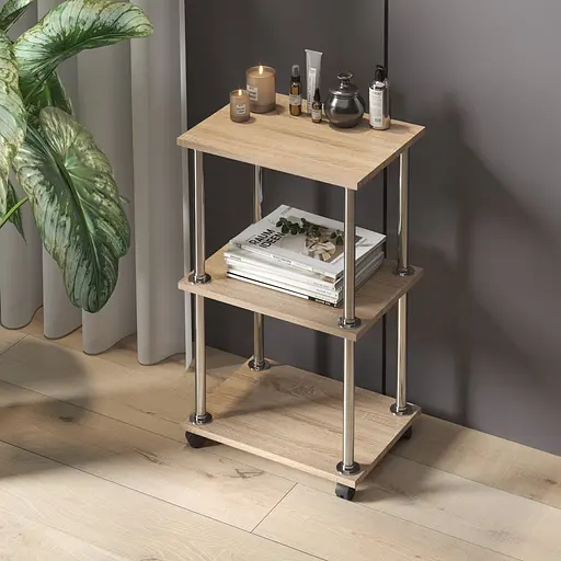 Полка стеллаж Vays на колесиках косметологическая тележка D-9 Дуб Сонома