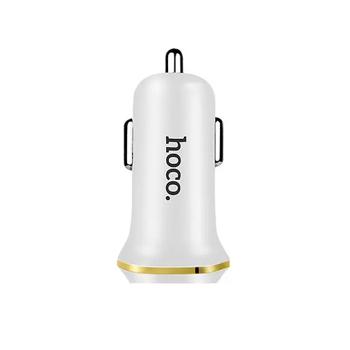 Блок питания автомобильный 2 Usb Hoco Z1 + Cable iPhone Lightning 2.1A белый - фото 1