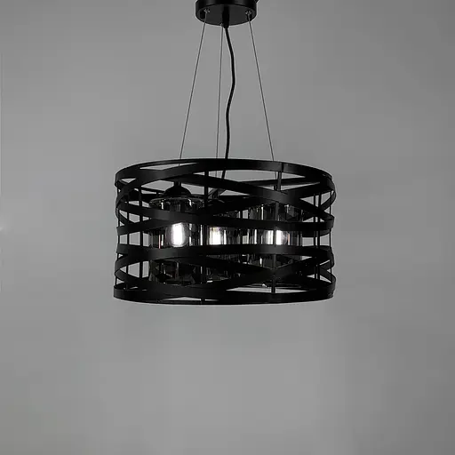 Люстра Лофт у чорному корпусі плетений овал Line.F Колір плафона Янтарний - фото 2