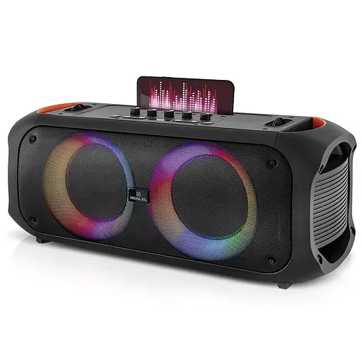 Портативная колонка Real-El X795 Boombox 70W Bluetooth, Echo Karaoke, TWS, RGB, Black