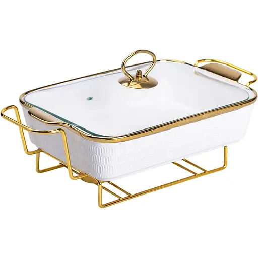 Мармітниця  Yiwuпорцелянова прямокутна 1 л біла HP1013 - фото 1