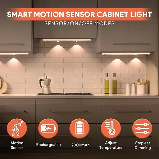 Підсвічування для кухонної шафи 2 шт. 40 см 3 режими датчик руху 2000 мАг USB-C - фото 2