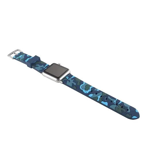 Ремінець Creasted для годинника Apple Watch 42 мм 44 мм силіконовий з пряжкою, Camouflage with blue - фото 4