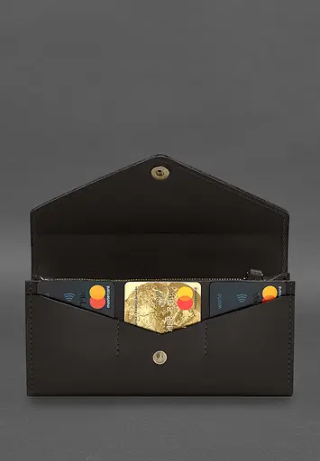 Кожаный клатч (портмоне) на кнопке 5.0 Темно-коричневый краст - фото 4