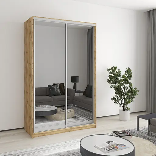 Шафа-купе дводверна MebelStar Стандарт AL 2 Дзеркала 130x60x210 см Дуб тахо (MBS-3489)