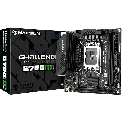 Материнская плата Maxsun LGA1700, Terminator B760ITX D5, B760, 2xDDR5, Int.Video(CPU), 4xSATA3, 1xPCI-E 16x 5.0, 2xM.2 4.0, Dual LAN 2.5G+1G, ALC897, 4xUSB3.2/4xUSB2.0, 2xDP/2xHDMI, Mini-ITX (MS-Challenger B760ITX D5) - фото 2