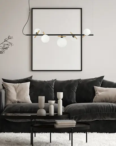 Підвісний світильник, люстра Italux PND-5622-5-BK-W Reverso G9 5x25W IP20 Чорний - фото 2