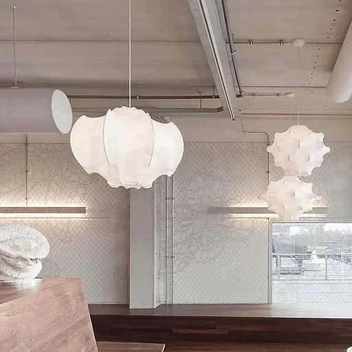 Світильник із білим абажуром 40х30 см у стилі Wabi-sabi | Арт. PLP 05-400*320 | Line F - фото 7