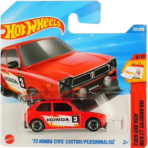 Базова машинка Hot Wheels Then and Now 73 Honda Civic Custom / Personnalise  червона (5785) JBB42-N522