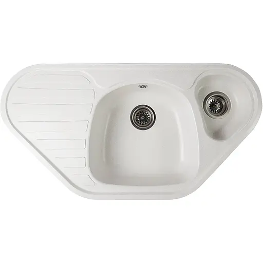 Гранітна кухонна мийка Romzha Elegancia 95B Biela (102) кутова - фото 1